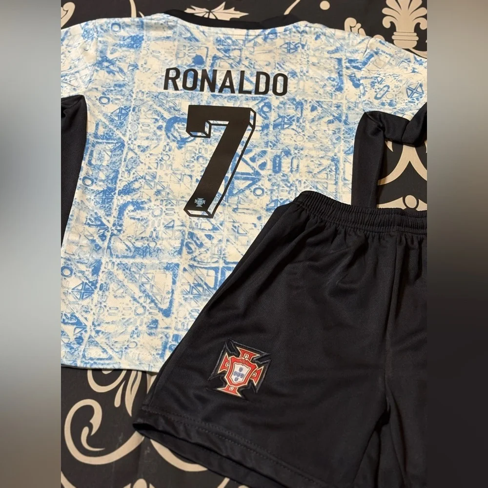 Cristiano Ronaldo Blue away Kids Size Medium youth Soccer Jersey - Ships Today - Picture 4 of 6